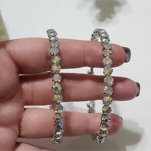 Natasha jeweled iridescent‎ huge hoop earrings new